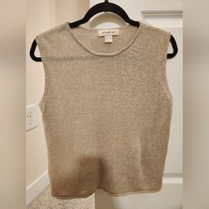 Taupe knit linen Eddie Bauer top